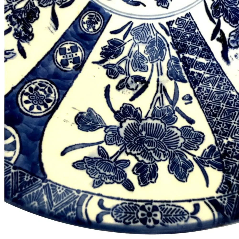Antique Cauldon England Blue White Transferware Japonisme Floral Cabinet Plate